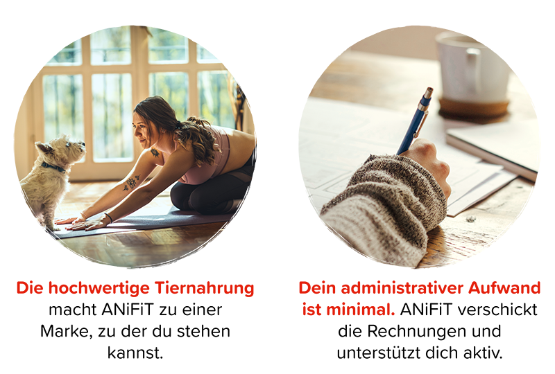 Illustration der Aussagen, dass es sich um hochwertige Tiernahrung handelt und der administrative Aufwand minimal ist